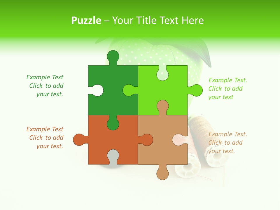 A Green Apple Sitting Next To Two Spools Of Thread PowerPoint Template