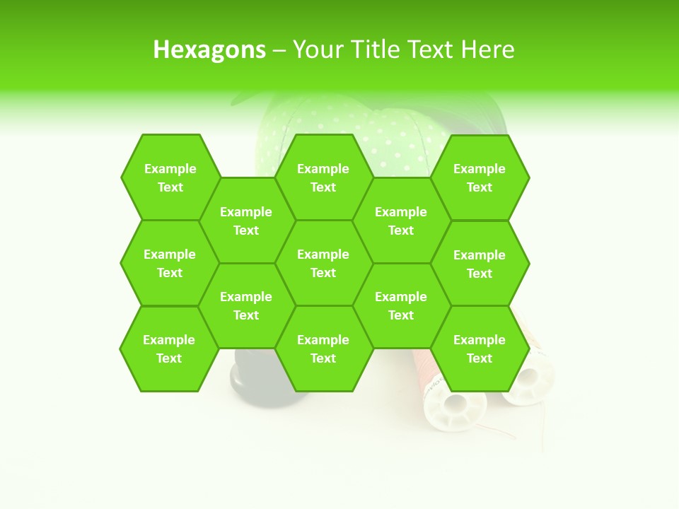 A Green Apple Sitting Next To Two Spools Of Thread PowerPoint Template