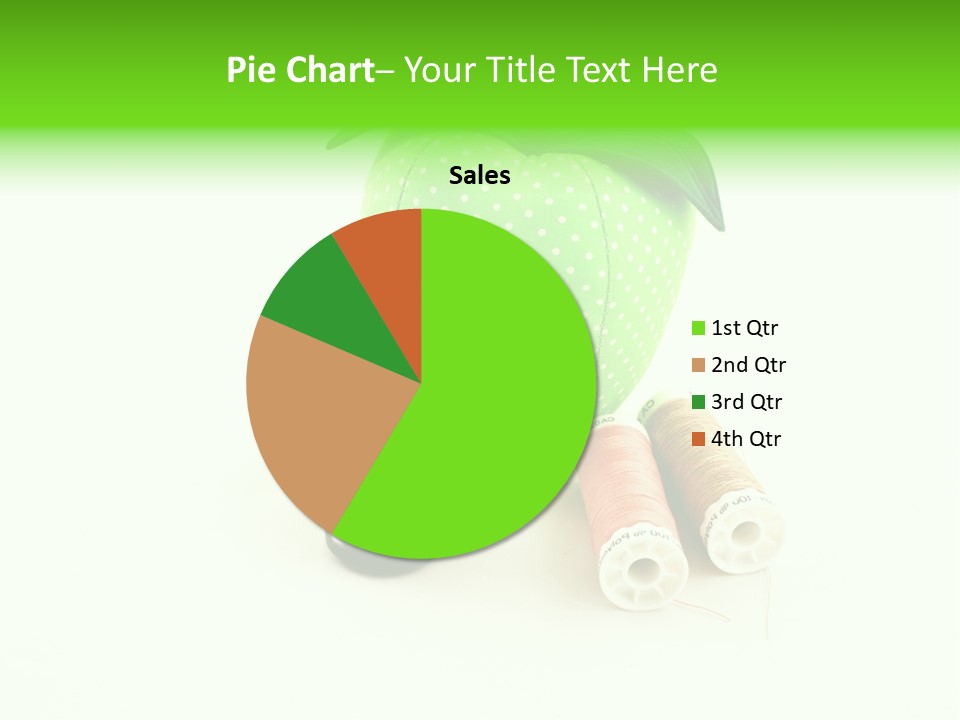 A Green Apple Sitting Next To Two Spools Of Thread PowerPoint Template