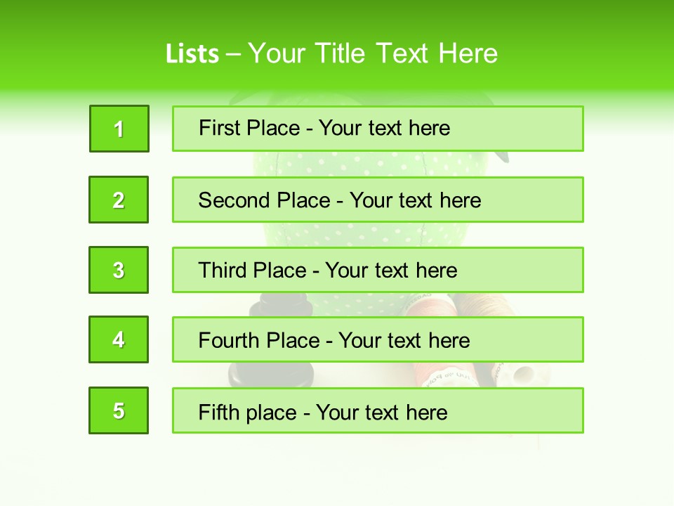 A Green Apple Sitting Next To Two Spools Of Thread PowerPoint Template