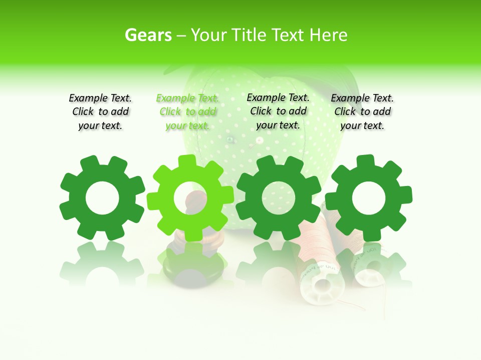 A Green Apple Sitting Next To Two Spools Of Thread PowerPoint Template