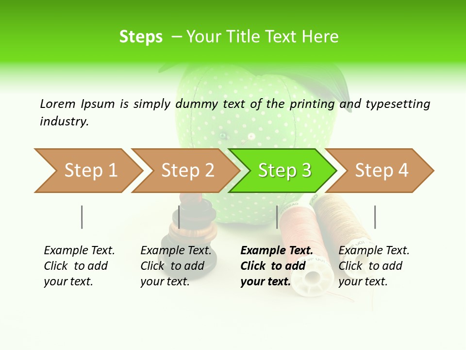 A Green Apple Sitting Next To Two Spools Of Thread PowerPoint Template