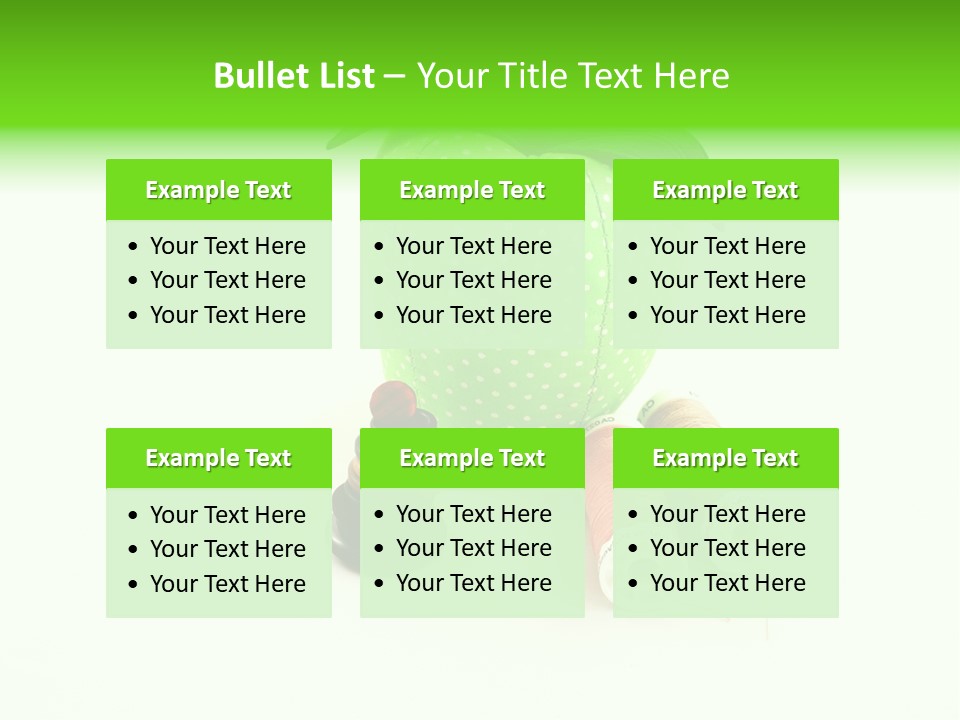 A Green Apple Sitting Next To Two Spools Of Thread PowerPoint Template