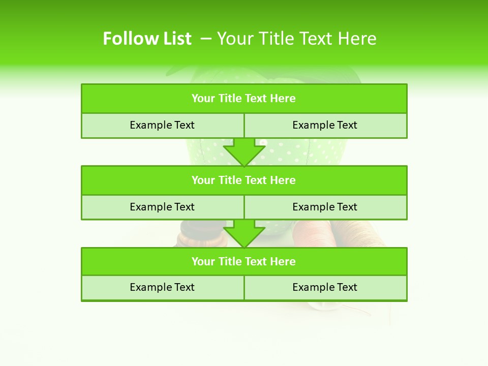 A Green Apple Sitting Next To Two Spools Of Thread PowerPoint Template