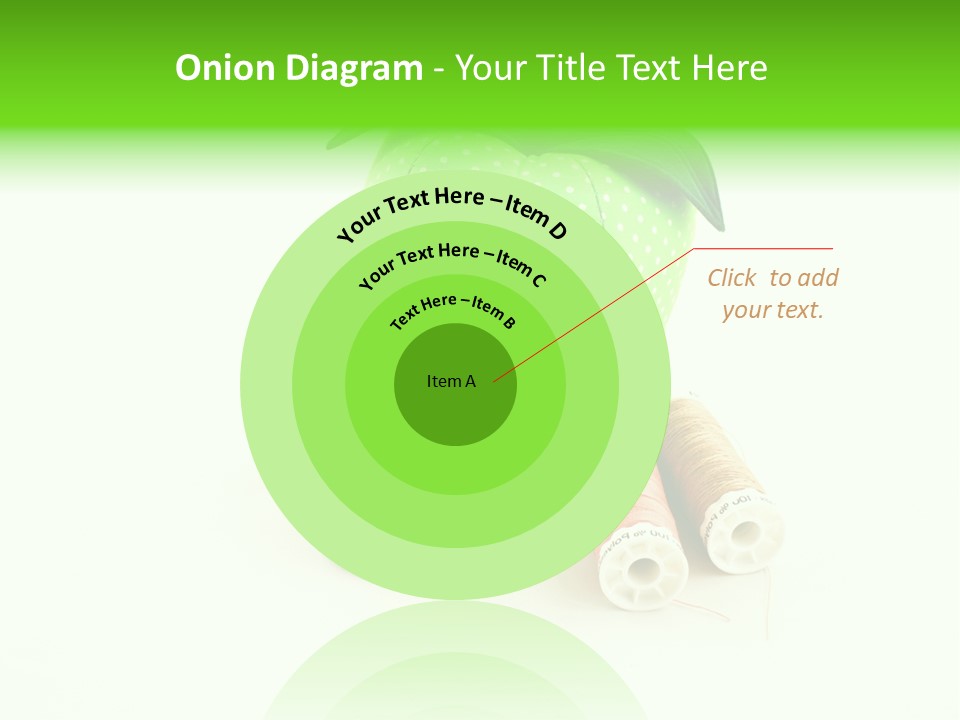 A Green Apple Sitting Next To Two Spools Of Thread PowerPoint Template