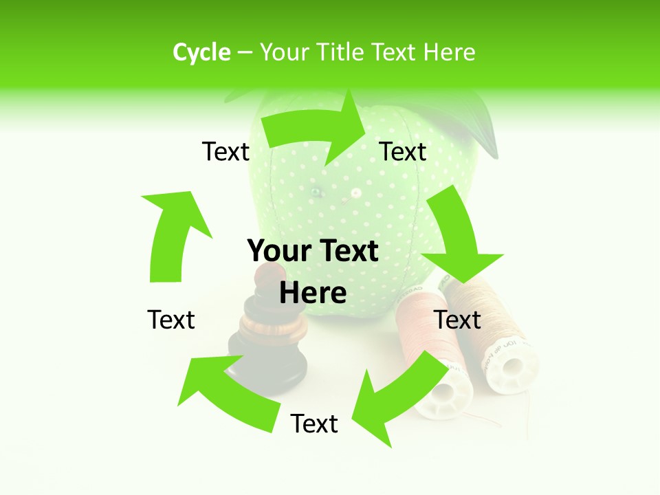 A Green Apple Sitting Next To Two Spools Of Thread PowerPoint Template
