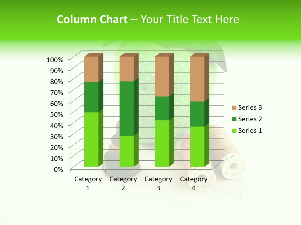 A Green Apple Sitting Next To Two Spools Of Thread PowerPoint Template