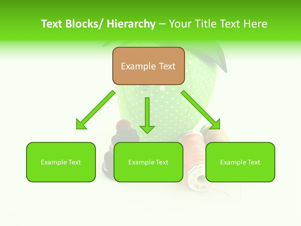 A Green Apple Sitting Next To Two Spools Of Thread PowerPoint Template