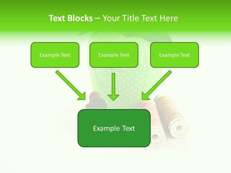 A Green Apple Sitting Next To Two Spools Of Thread PowerPoint Template