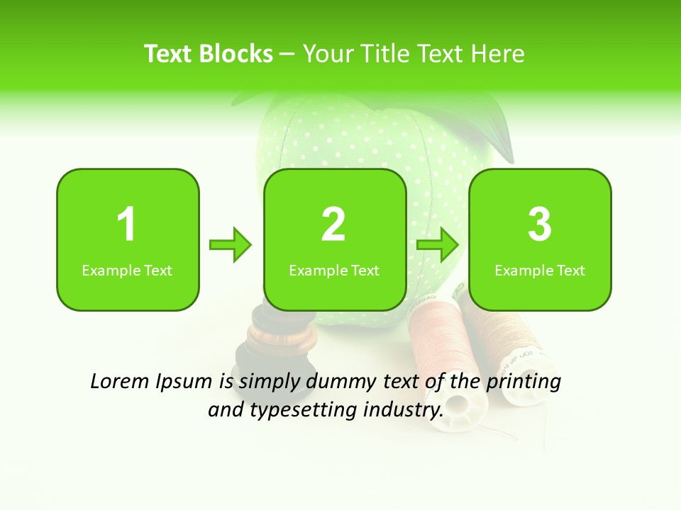 A Green Apple Sitting Next To Two Spools Of Thread PowerPoint Template