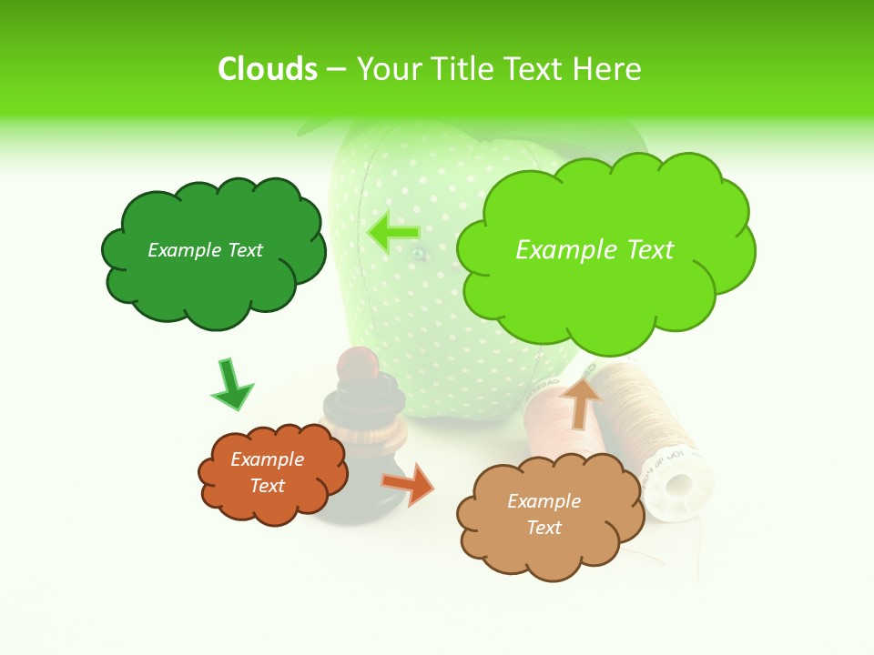 A Green Apple Sitting Next To Two Spools Of Thread PowerPoint Template