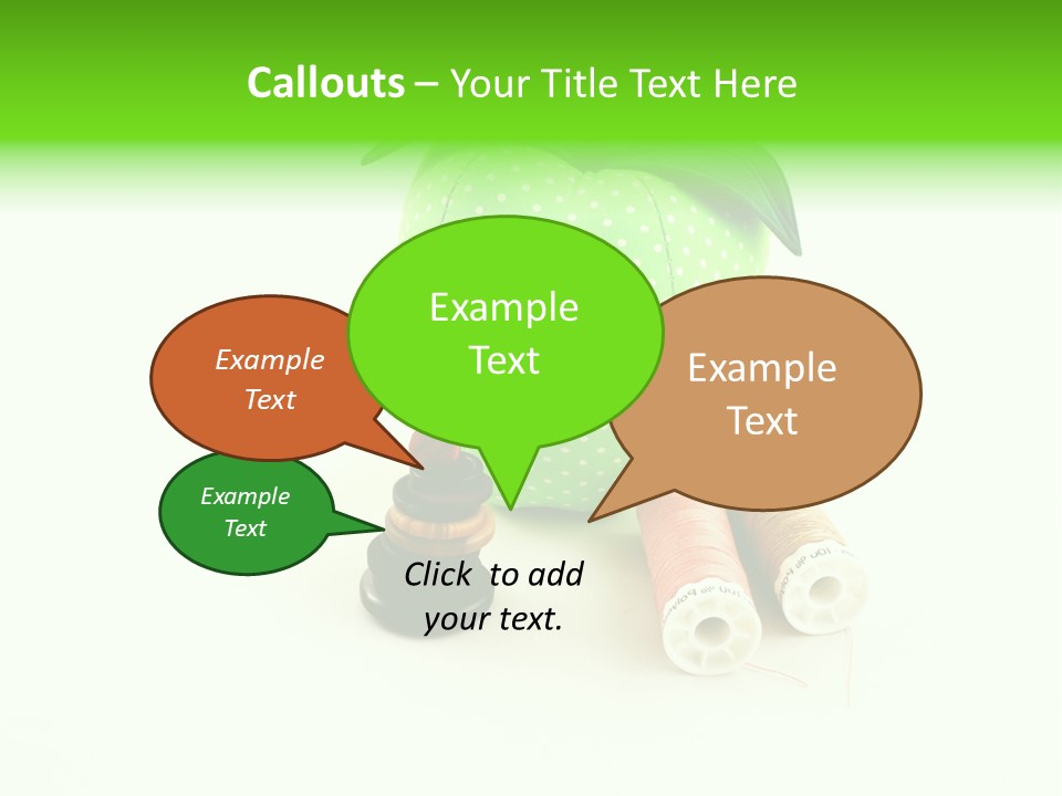 A Green Apple Sitting Next To Two Spools Of Thread PowerPoint Template