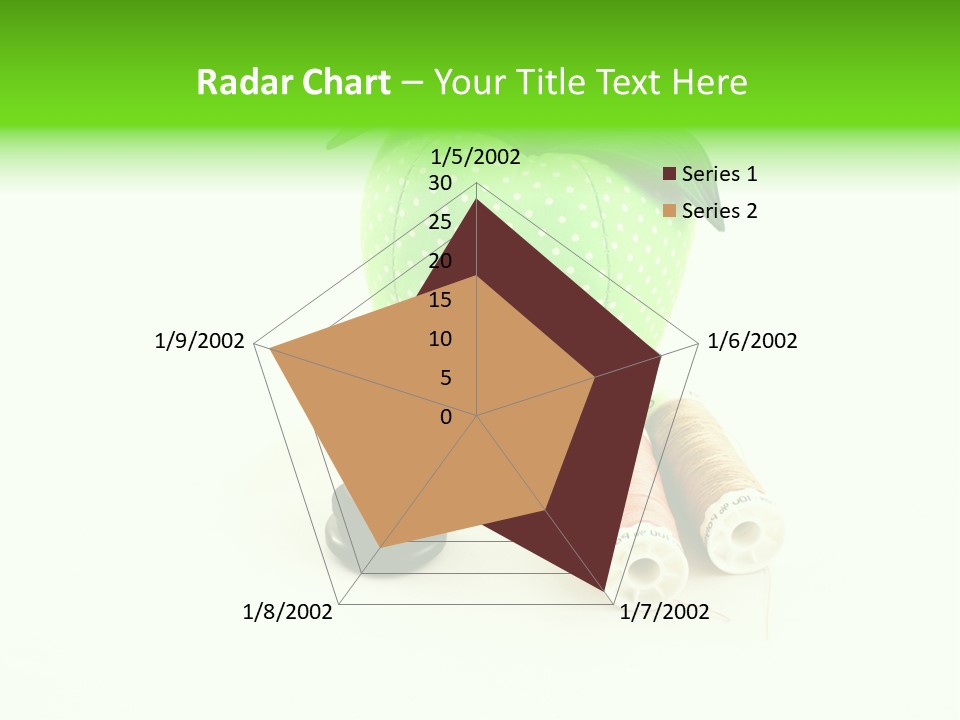 A Green Apple Sitting Next To Two Spools Of Thread PowerPoint Template