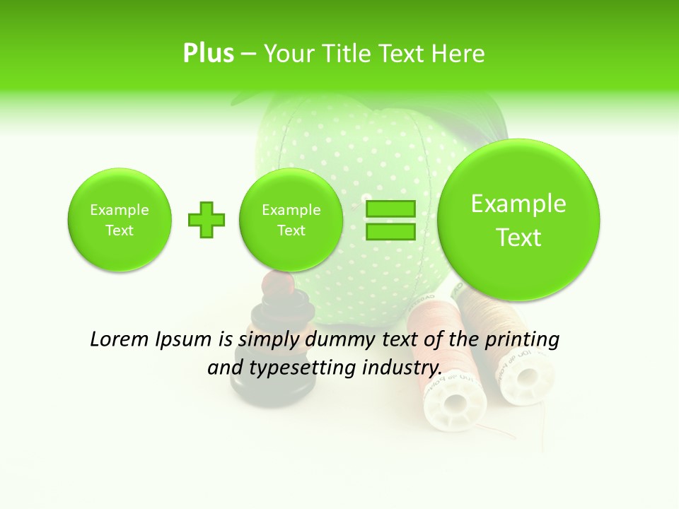 A Green Apple Sitting Next To Two Spools Of Thread PowerPoint Template