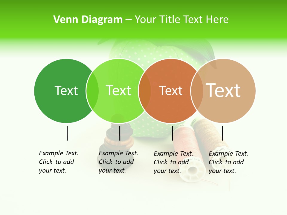 A Green Apple Sitting Next To Two Spools Of Thread PowerPoint Template
