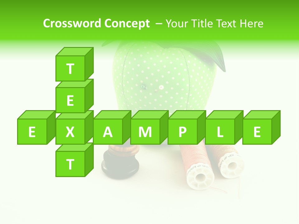 A Green Apple Sitting Next To Two Spools Of Thread PowerPoint Template