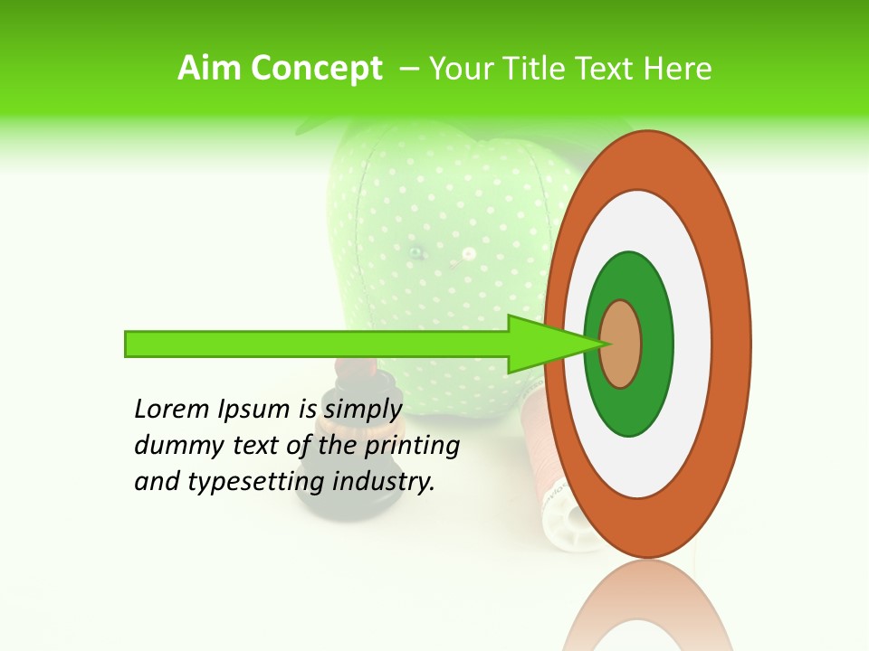 A Green Apple Sitting Next To Two Spools Of Thread PowerPoint Template