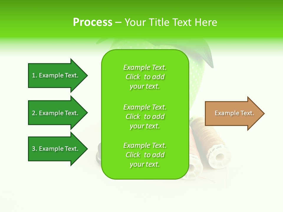 A Green Apple Sitting Next To Two Spools Of Thread PowerPoint Template