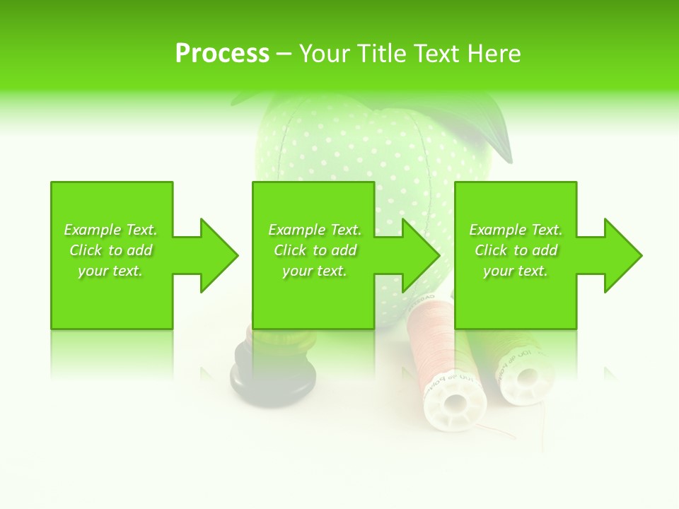 A Green Apple Sitting Next To Two Spools Of Thread PowerPoint Template