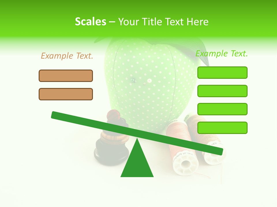 A Green Apple Sitting Next To Two Spools Of Thread PowerPoint Template