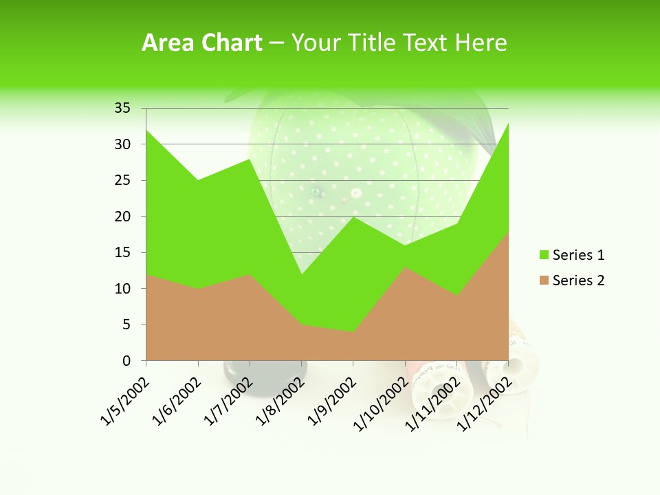 A Green Apple Sitting Next To Two Spools Of Thread PowerPoint Template