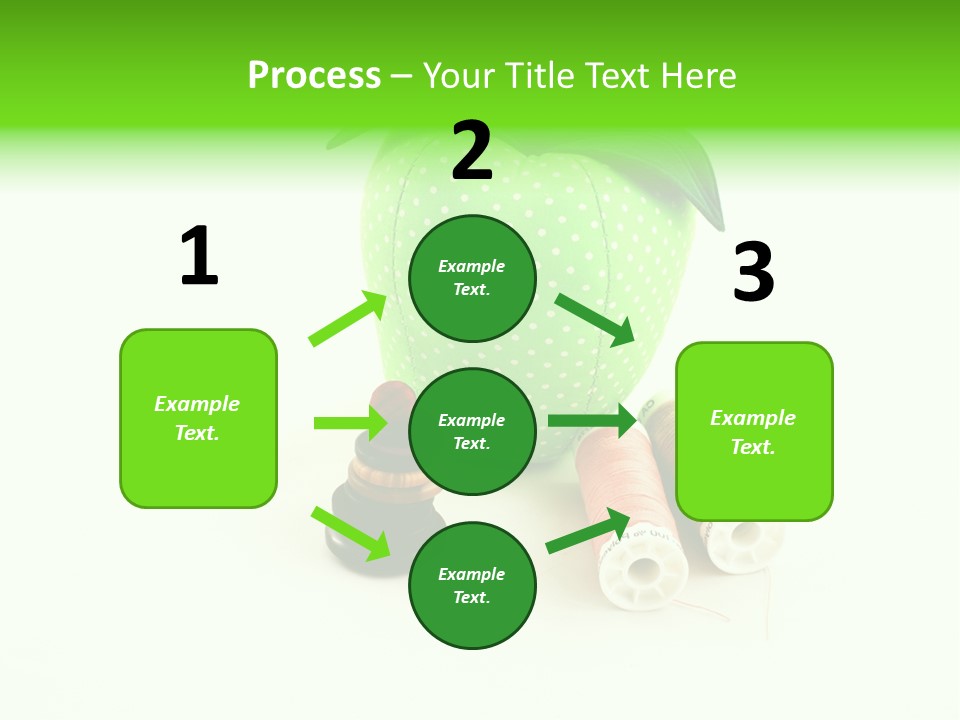 A Green Apple Sitting Next To Two Spools Of Thread PowerPoint Template