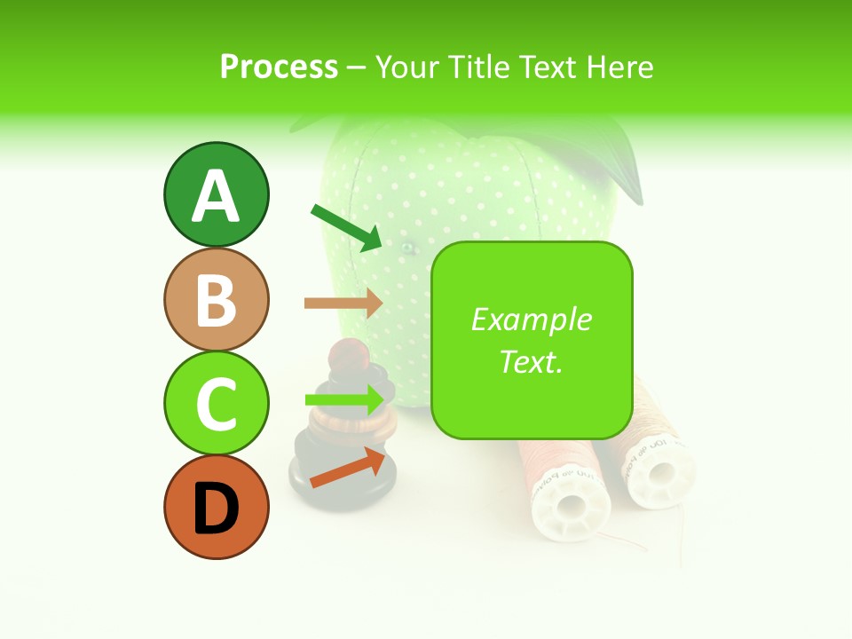 A Green Apple Sitting Next To Two Spools Of Thread PowerPoint Template