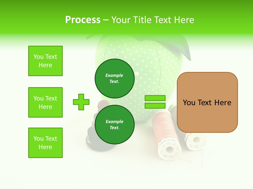 A Green Apple Sitting Next To Two Spools Of Thread PowerPoint Template