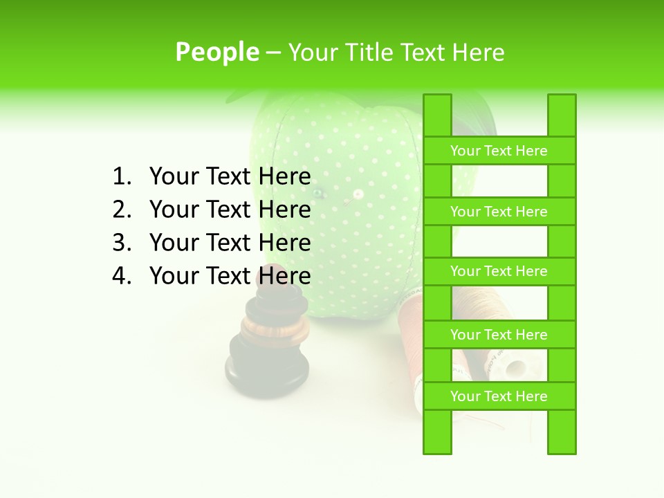 A Green Apple Sitting Next To Two Spools Of Thread PowerPoint Template