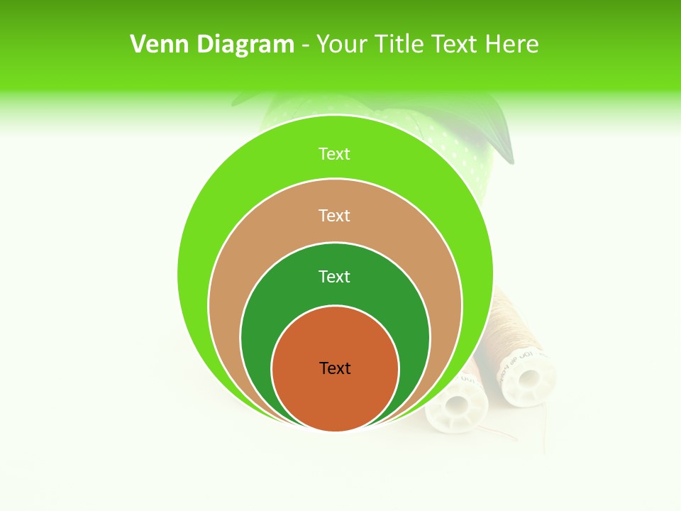 A Green Apple Sitting Next To Two Spools Of Thread PowerPoint Template