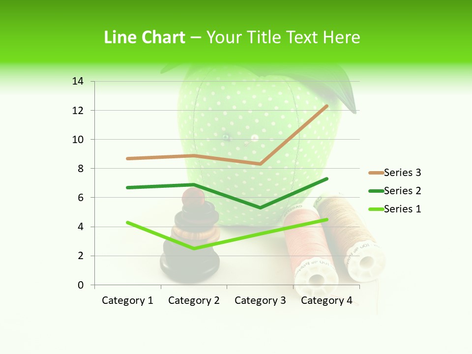 A Green Apple Sitting Next To Two Spools Of Thread PowerPoint Template