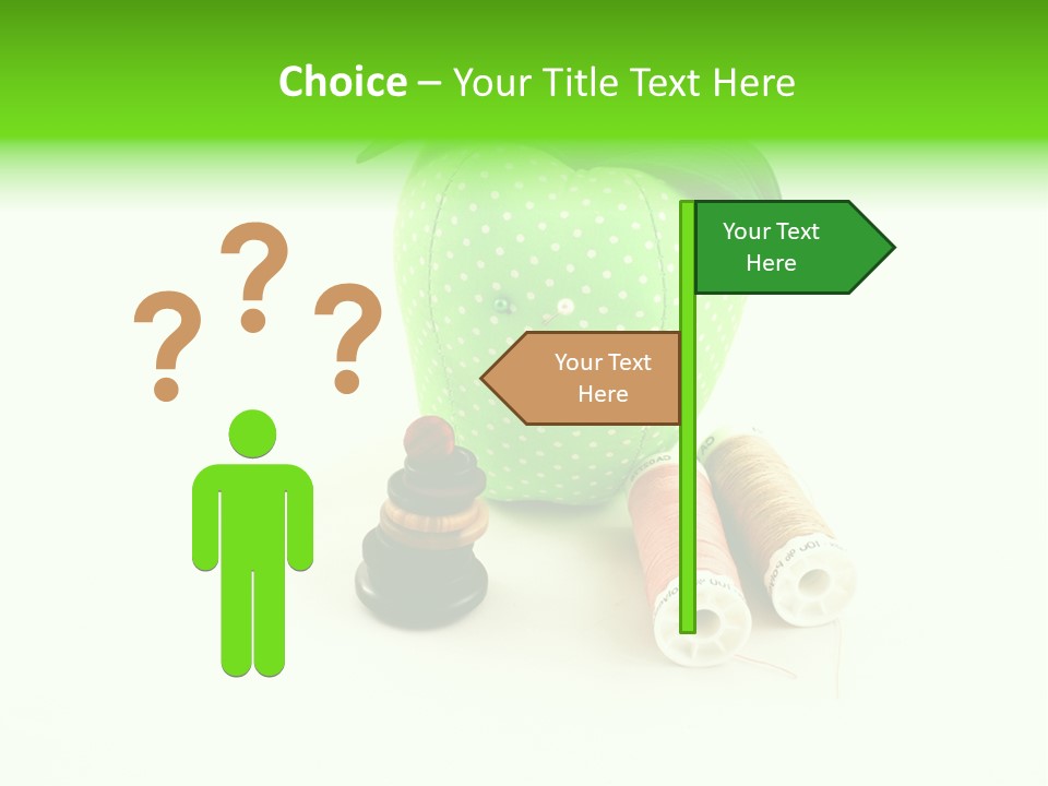 A Green Apple Sitting Next To Two Spools Of Thread PowerPoint Template
