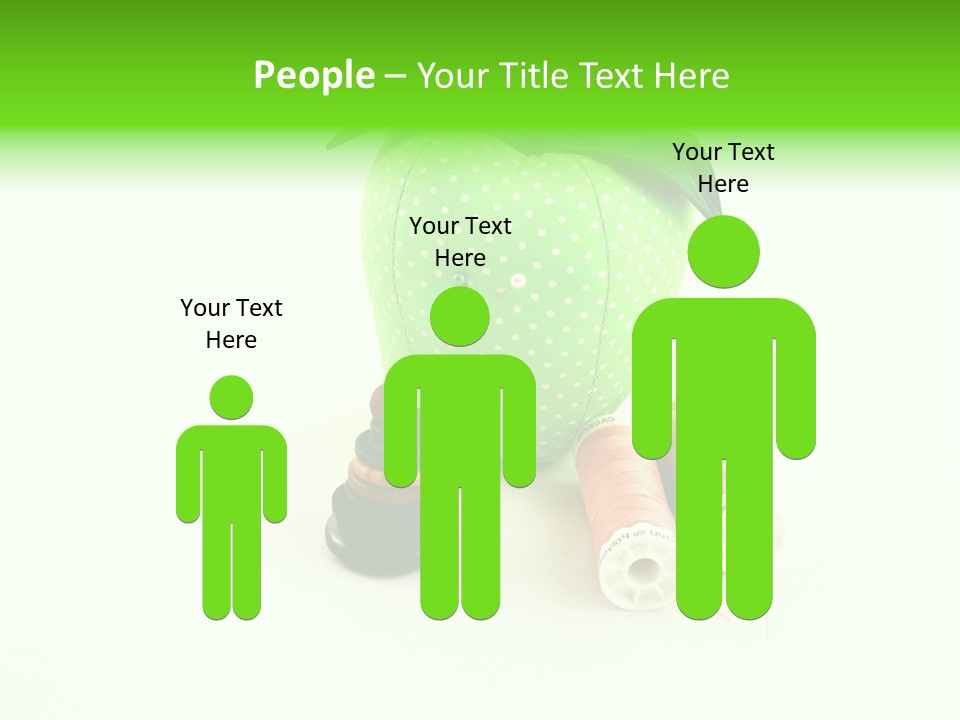 A Green Apple Sitting Next To Two Spools Of Thread PowerPoint Template
