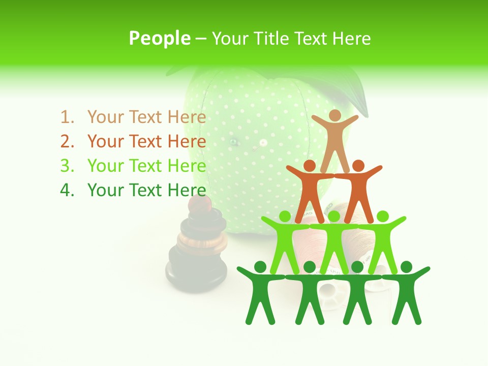 A Green Apple Sitting Next To Two Spools Of Thread PowerPoint Template