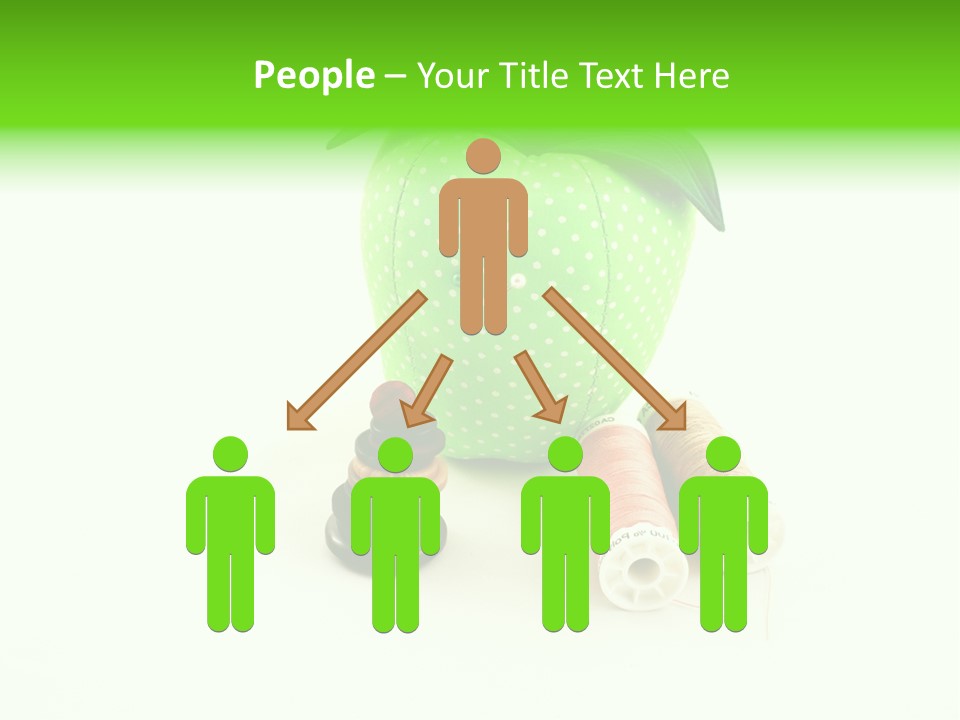 A Green Apple Sitting Next To Two Spools Of Thread PowerPoint Template