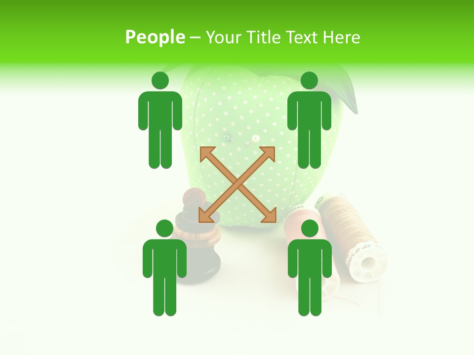 A Green Apple Sitting Next To Two Spools Of Thread PowerPoint Template