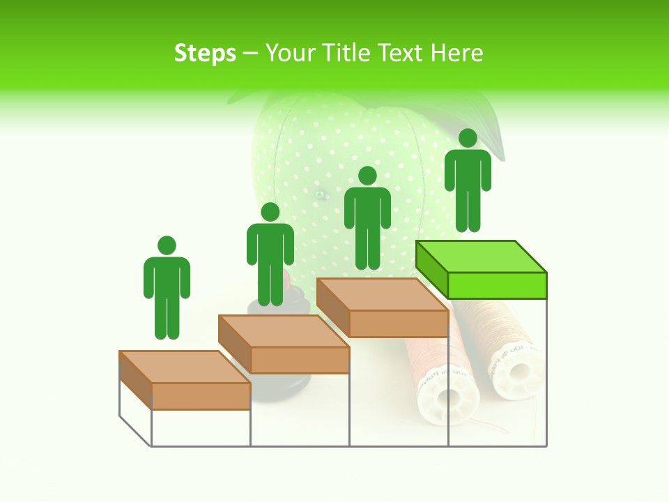 A Green Apple Sitting Next To Two Spools Of Thread PowerPoint Template