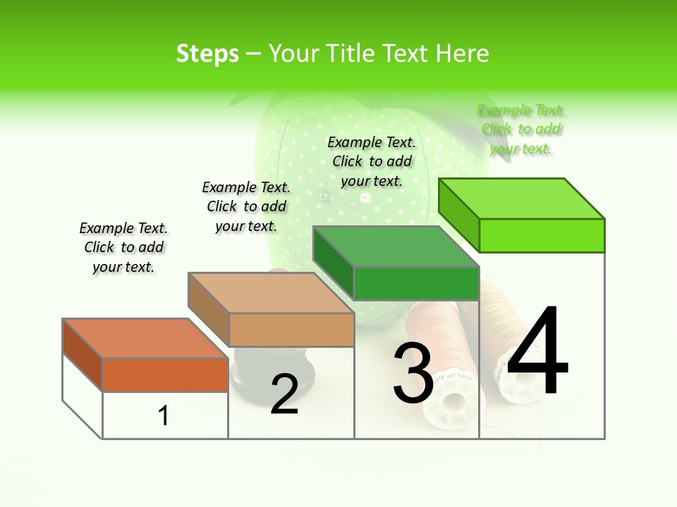 A Green Apple Sitting Next To Two Spools Of Thread PowerPoint Template