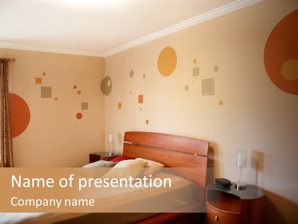 A Bed Room With A Neatly Made Bed PowerPoint Template