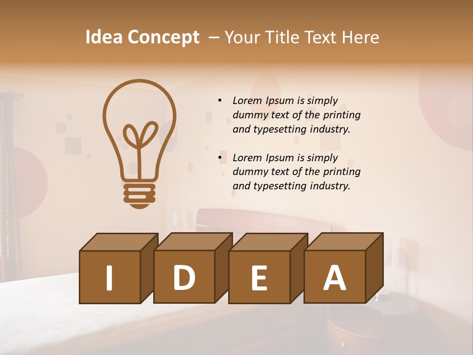 A Bed Room With A Neatly Made Bed PowerPoint Template