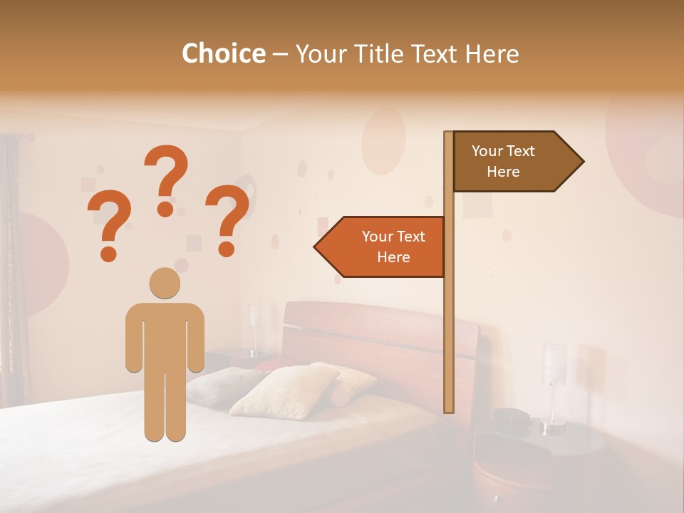 A Bed Room With A Neatly Made Bed PowerPoint Template