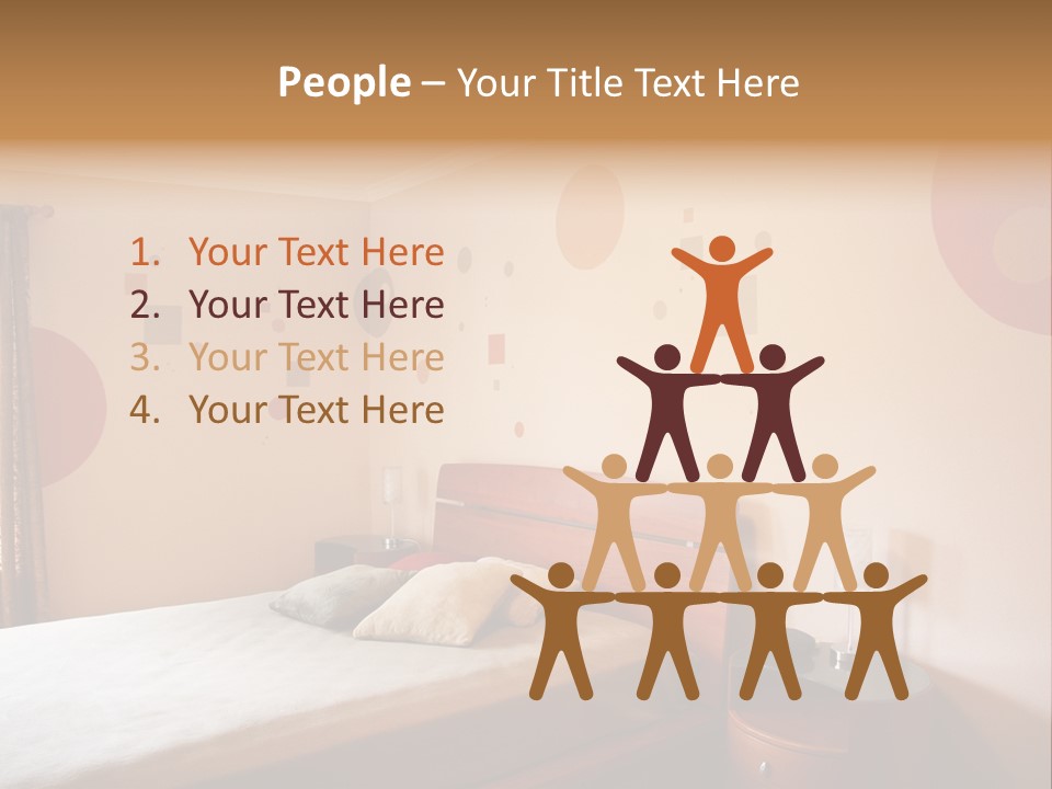A Bed Room With A Neatly Made Bed PowerPoint Template