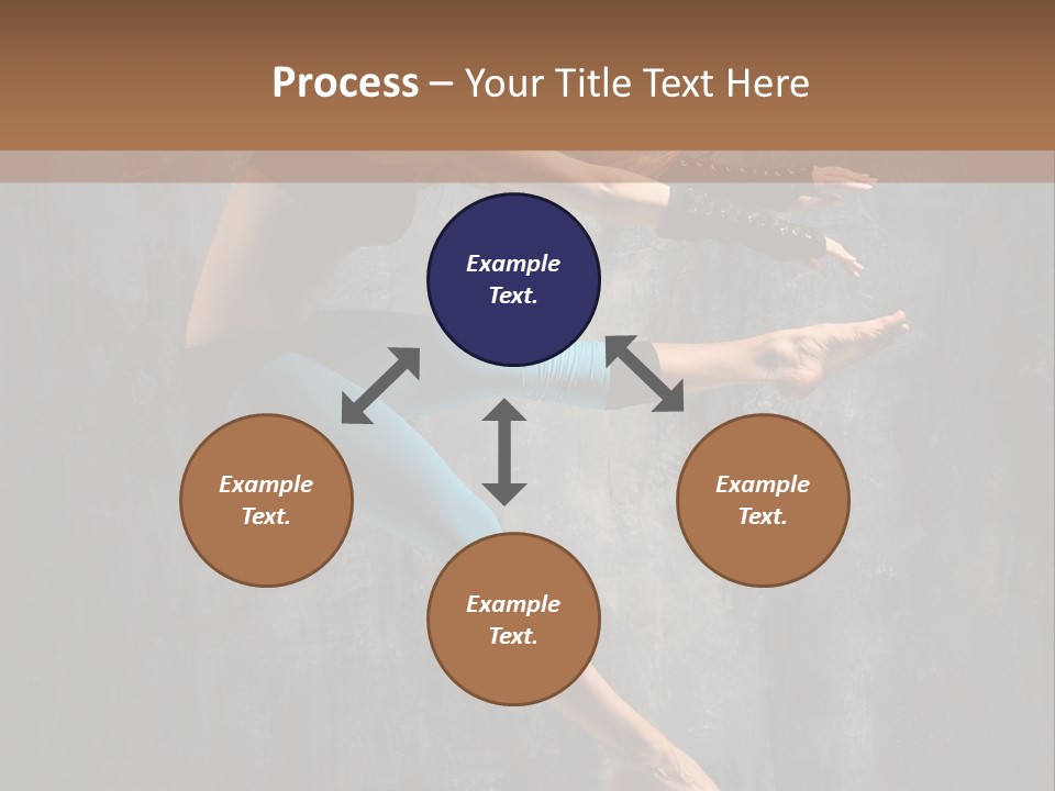 A Woman In A Black Top And Blue Pants Is Jumping In The Air PowerPoint Template