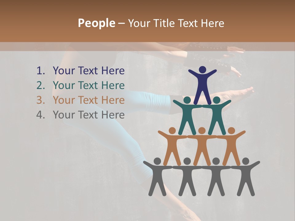 A Woman In A Black Top And Blue Pants Is Jumping In The Air PowerPoint Template