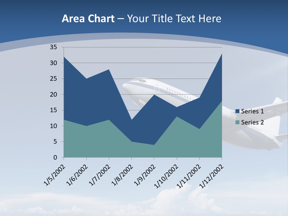 A Plane Flying In The Sky With The Sun In The Background PowerPoint Template