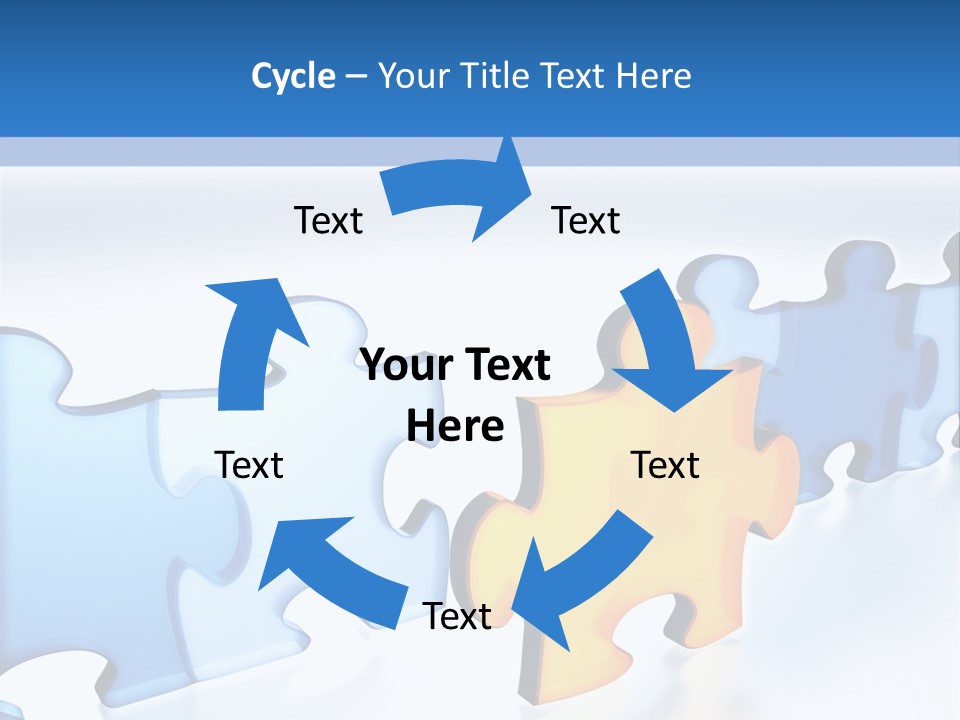 Puzzle Blue Line PowerPoint Template