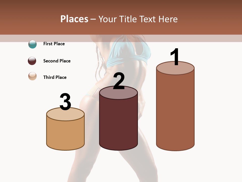 A Beautiful Woman In A Blue Bikini Posing For The Camera PowerPoint Template