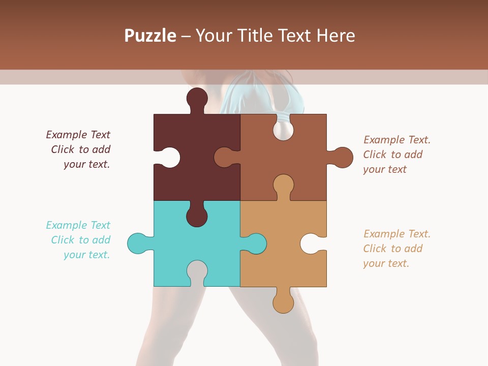 A Beautiful Woman In A Blue Bikini Posing For The Camera PowerPoint Template