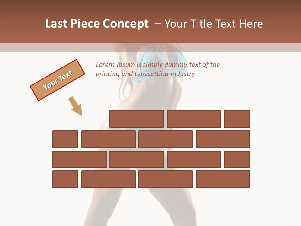 A Beautiful Woman In A Blue Bikini Posing For The Camera PowerPoint Template