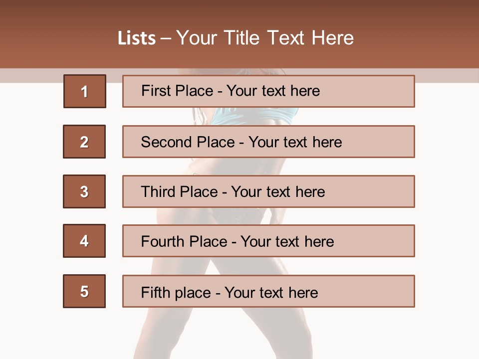 A Beautiful Woman In A Blue Bikini Posing For The Camera PowerPoint Template